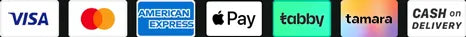 Image showing L'EXUDE's accepted payment methods: VISA, Mastercard, Amex, Apple Pay, Tabby, Tamara, and COD.