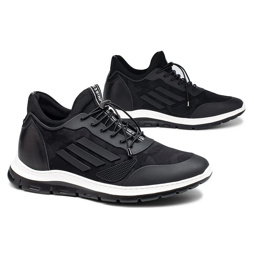 L'EXUDE SIGNATURE CHIC height-increasing elevator casual shoes, color black, shown in a perspective view 2