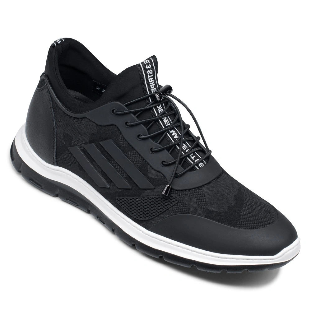 L'EXUDE SIGNATURE CHIC height-increasing elevator casual shoes, color black, shown in a perspective view 3