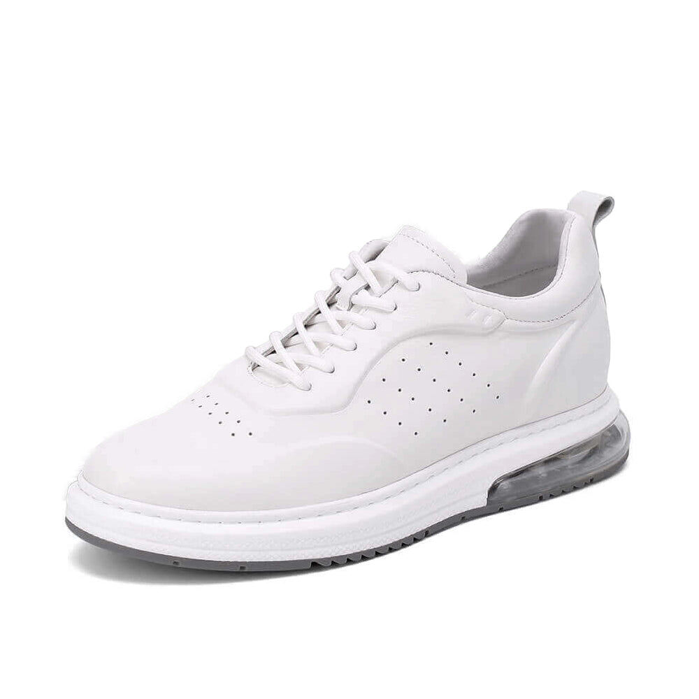L'EXUDE The Iconic White height-increasing elevator casual shoes, color white, shown in a perspective view 2