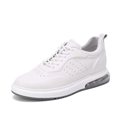 L'EXUDE The Iconic White height-increasing elevator casual shoes, color white, shown in a perspective view 2