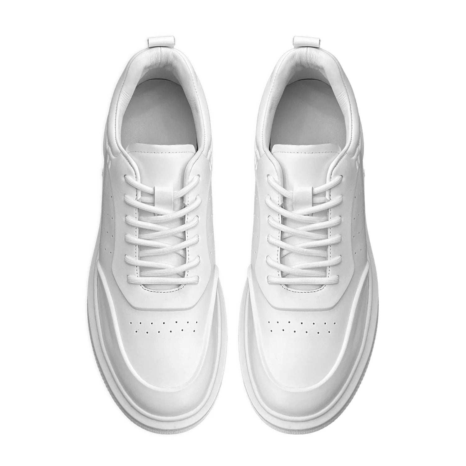 L'EXUDE The Iconic White height-increasing elevator casual shoes, color white, shown in a top view 1