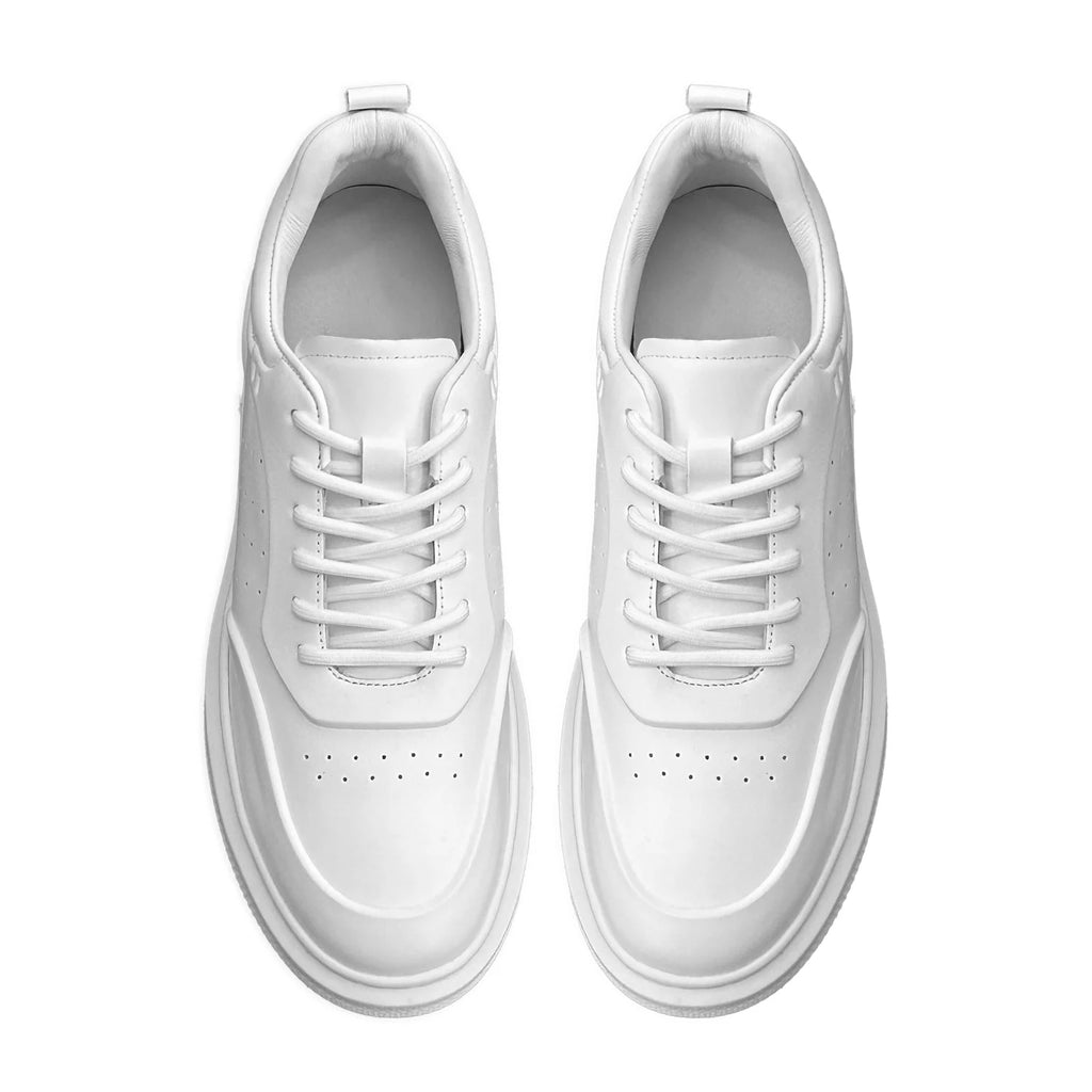 L'EXUDE The Iconic White height-increasing elevator casual shoes, color white, shown in a top view 1