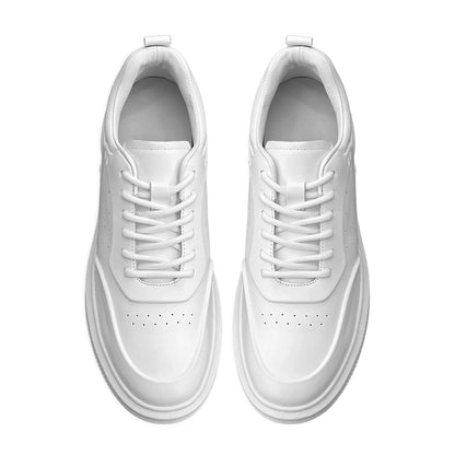 L'EXUDE The Iconic White height-increasing elevator casual shoes, color white, shown in a top view 1