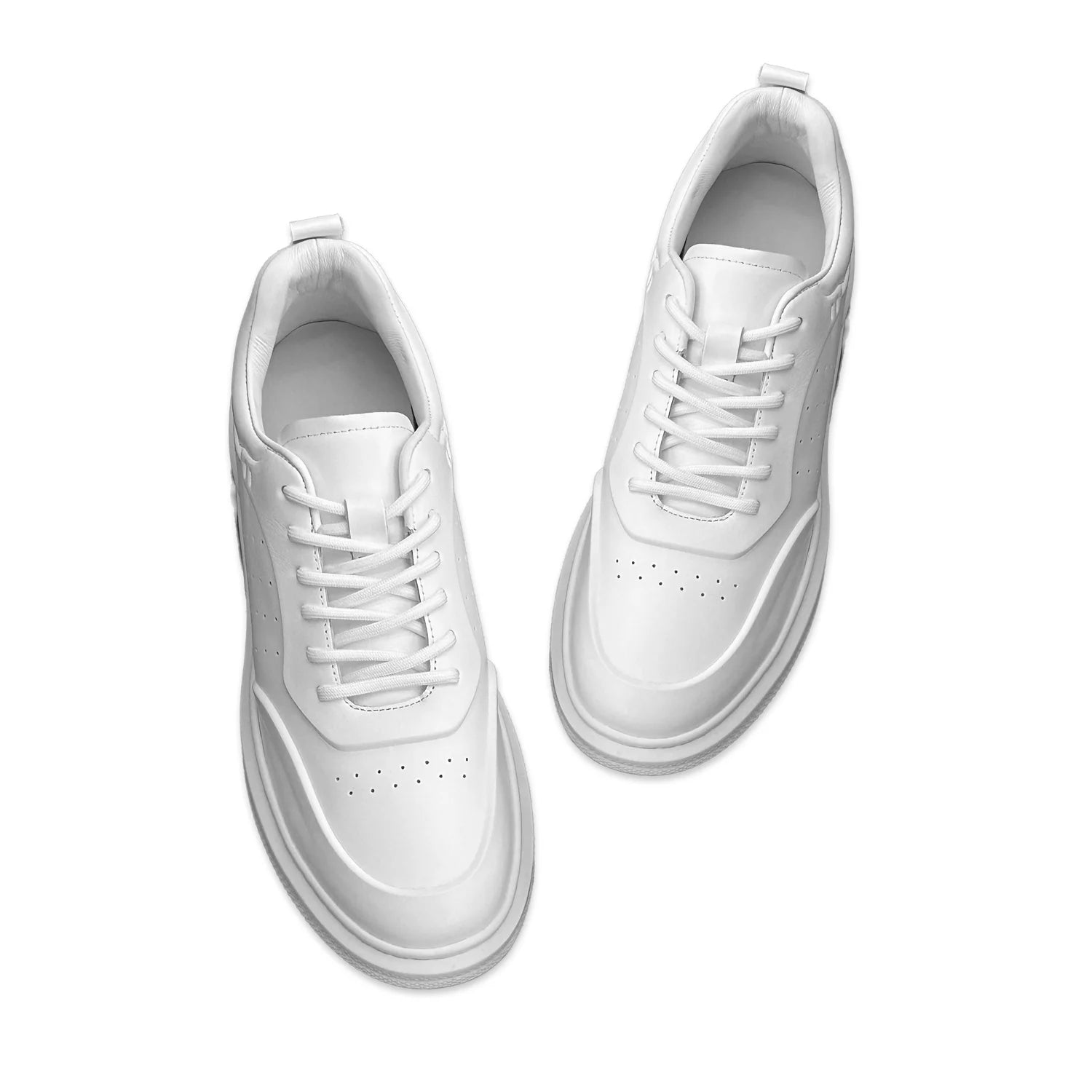 L'EXUDE The Iconic White height-increasing elevator casual shoes, color white, shown in a top view 2