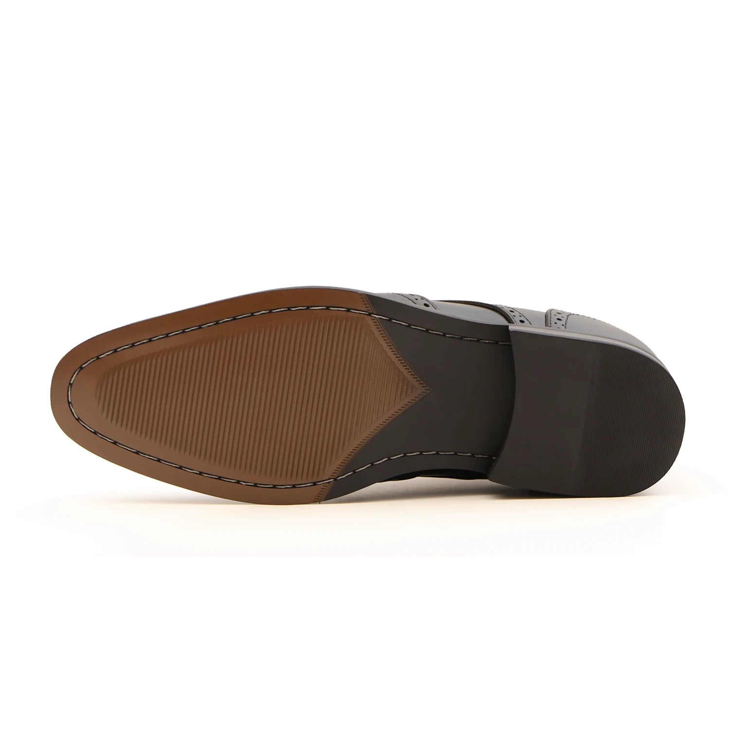 L'EXUDE ITALIAN CAVALIER height-increasing elevator formal shoes, color black, shown in a bottom view