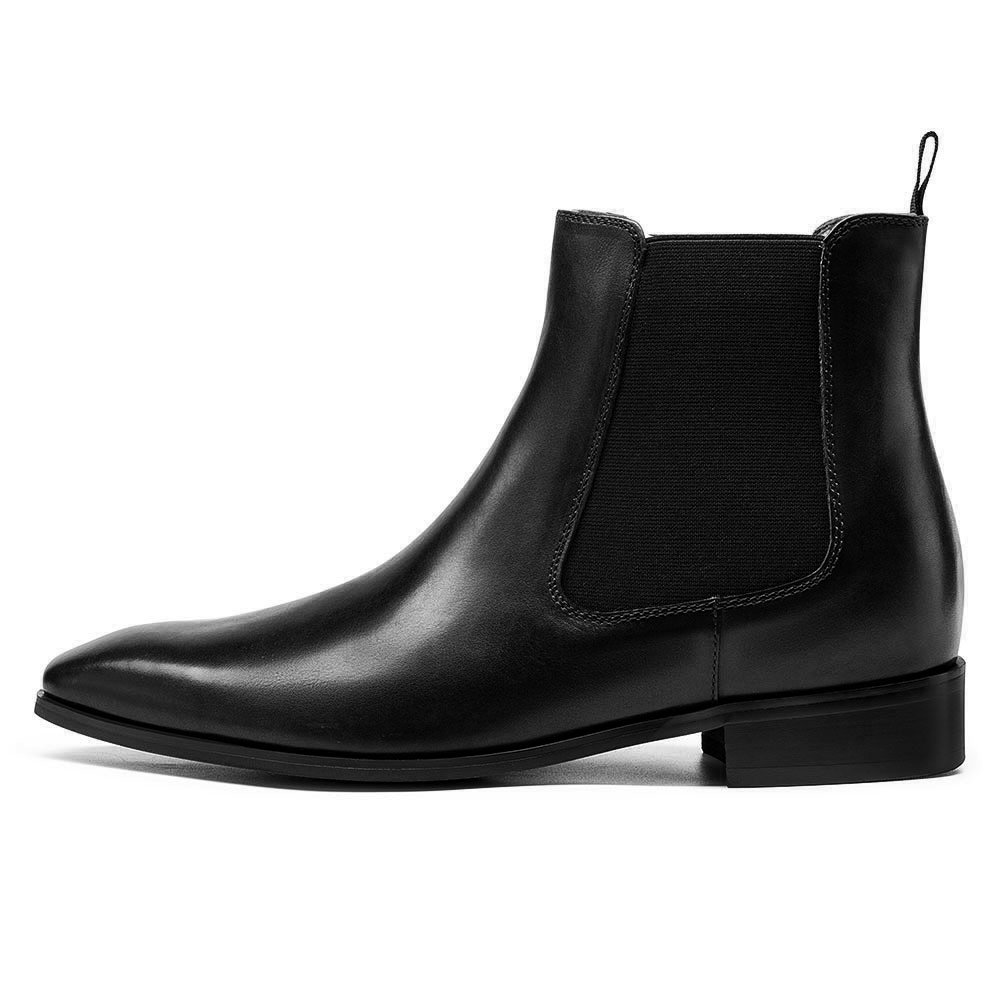 L'EXUDE L'OMBRE NOIRE height-increasing elevator formal shoes, color black, shown in a perspective view