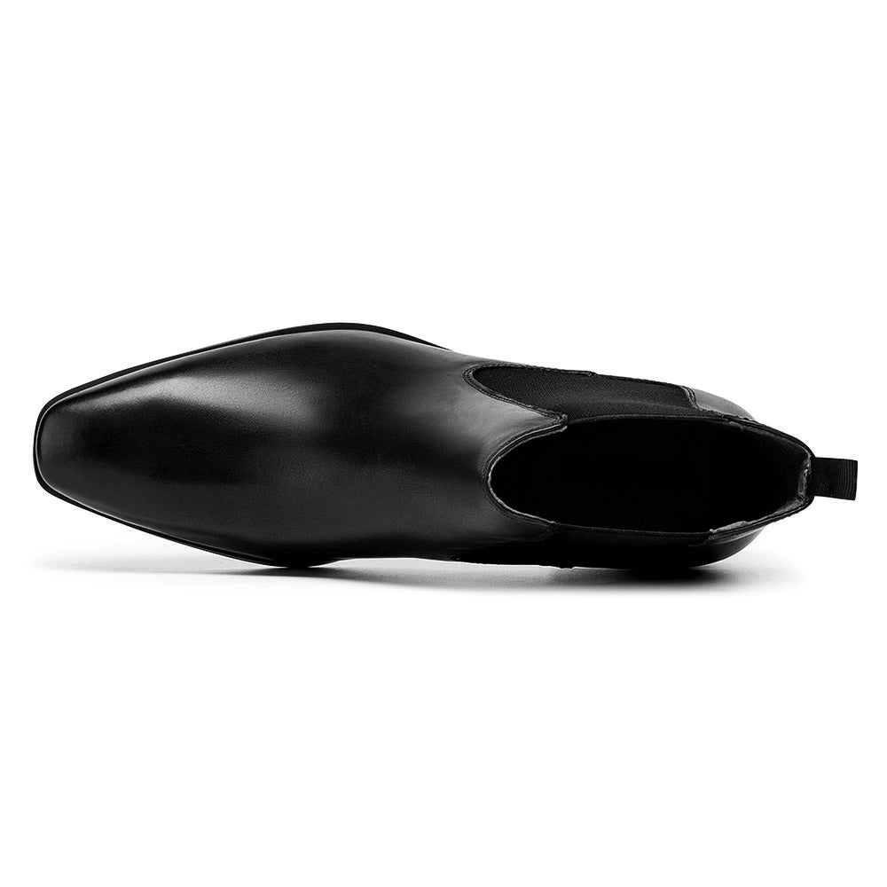 L'EXUDE L'OMBRE NOIRE height-increasing elevator formal shoes, color black, shown in a top view