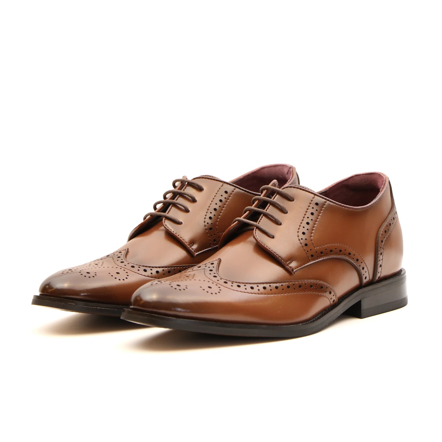 L'EXUDE BRUNO-MILANO height-increasing elevator formal shoes, color brown , shown in a perspective view
