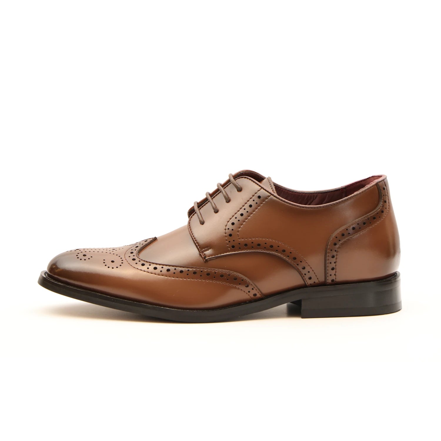 L'EXUDE BRUNO-MILANO height-increasing elevator formal shoes, color brown, shown in a side view