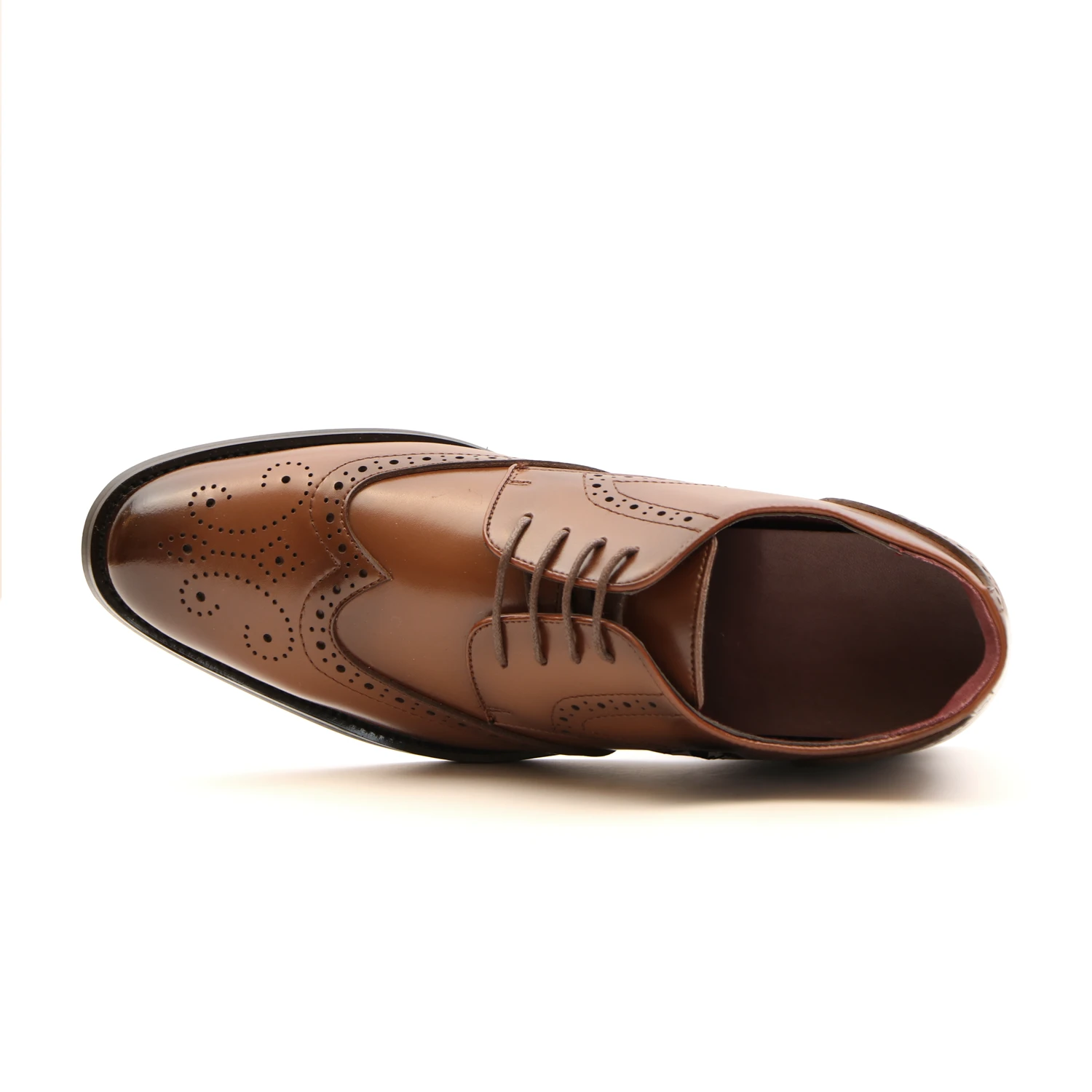 L'EXUDE BRUNO-MILANO height-increasing elevator formal shoes, color brown, shown in a top view