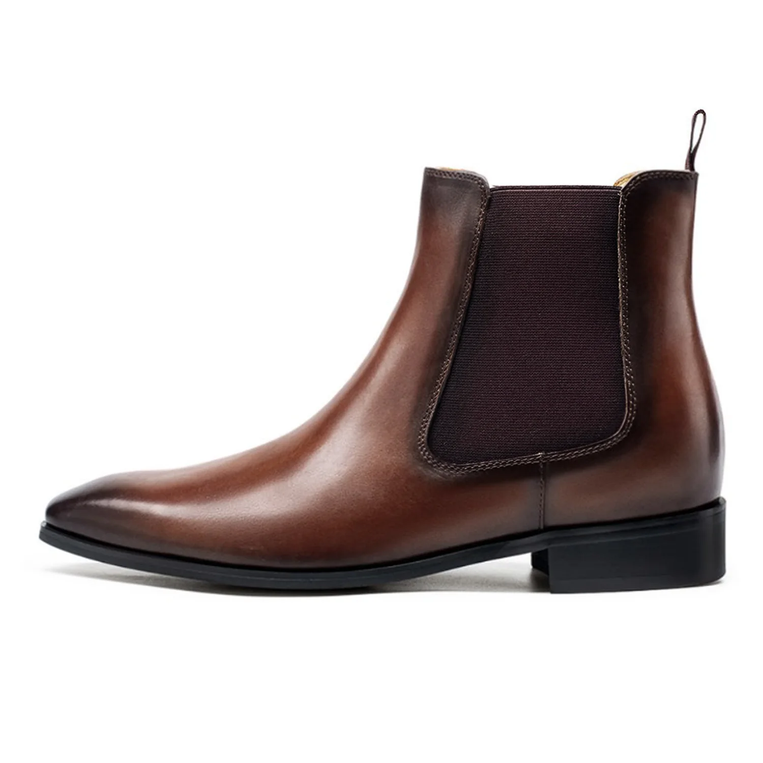 L'EXUDE L'OMBRE SAUVAGE height-increasing elevator formal shoes, color brown, shown in a perspective view