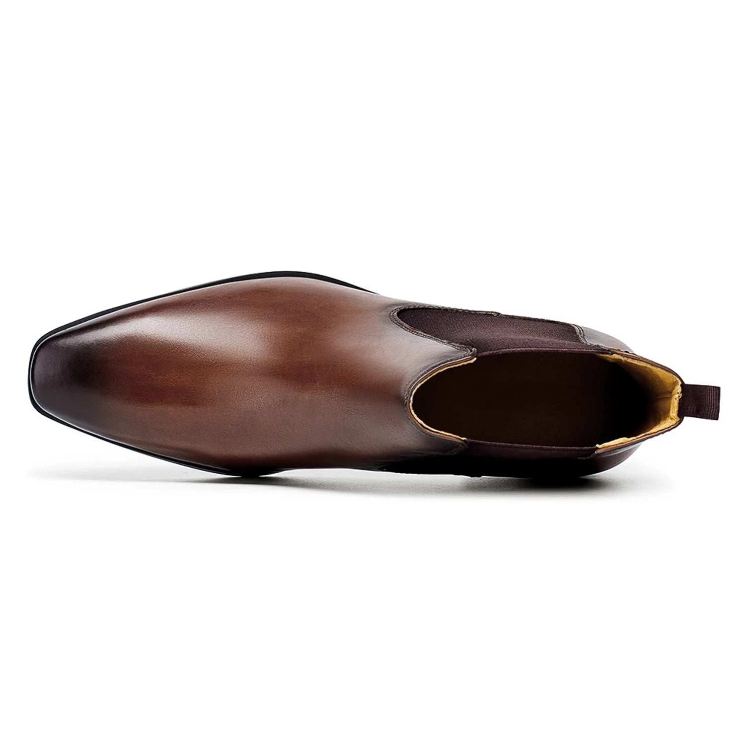 L'EXUDE L'OMBRE SAUVAGE height-increasing elevator formal shoes, color brown, shown in a top view