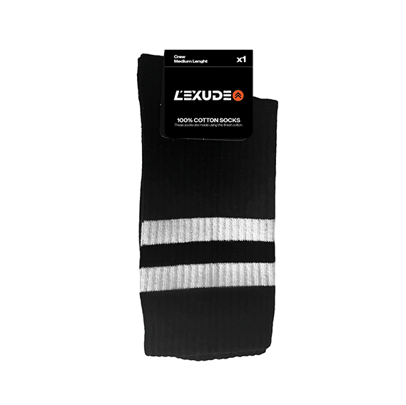 L'EXUDE Socks, color black, shown in a front view 1