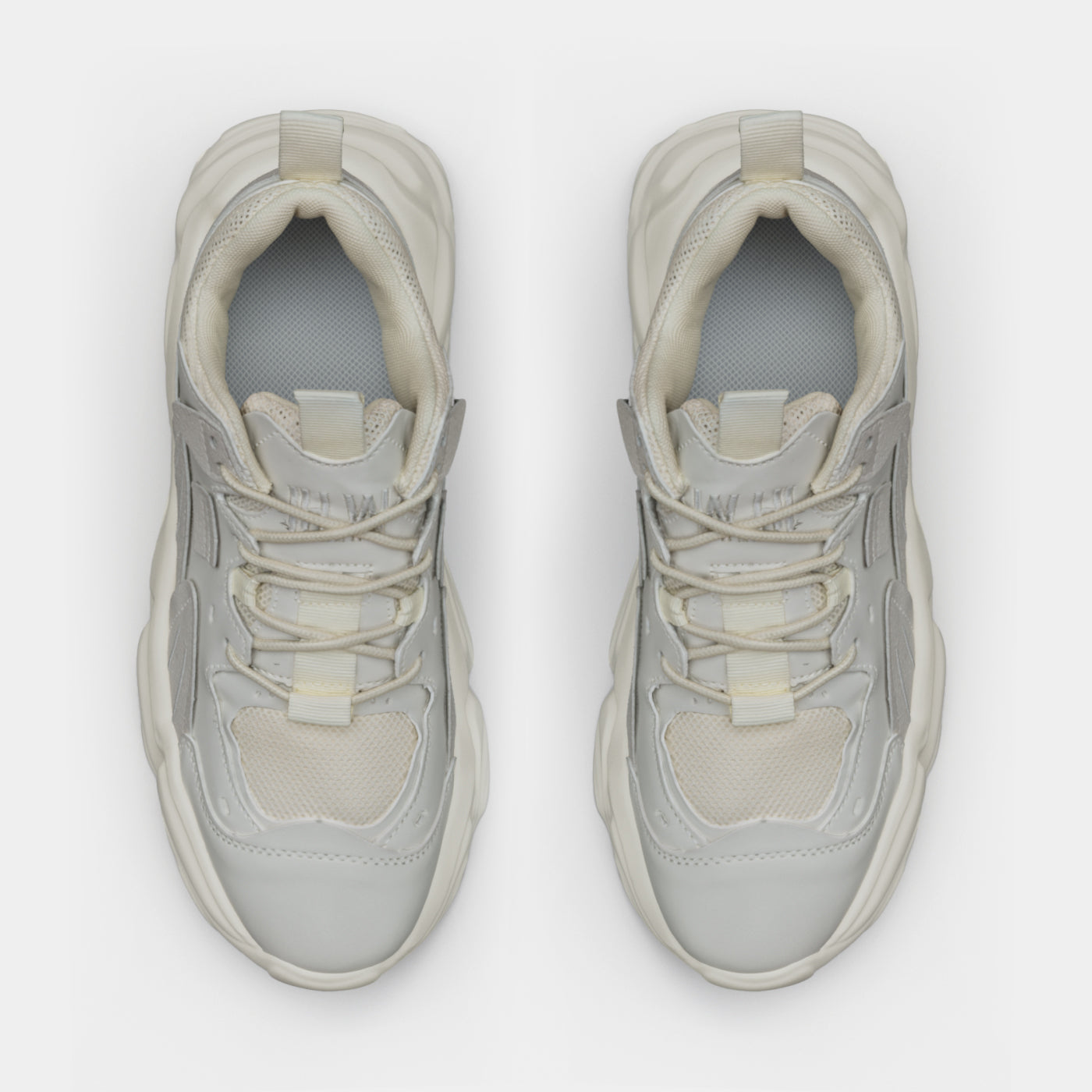 L'EXUDE WILDHEADZ-1s height-increasing elevator sport shoes, color cream, shown in a top view
